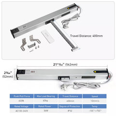 Moteur et Ouvre-Fenêtre de Puits de Lumière avec Télécommande RF, AC110-240V Câblé, Course Ajustable pour Fenêtres d'Auvent, Évents, Fenêtres à Soubassement et Petits Puits de Lumière