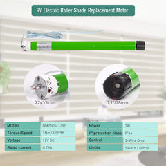 DM25DS Replace EL-4280-1230, EL-4260-1250, EL-4280P,EL-4270P 12V RV Electric Roller Shade| 1-3/16” RV Replacement Shades