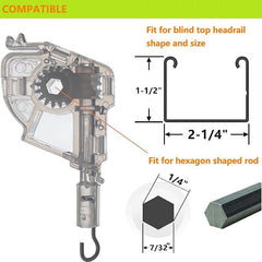 Venetian Blind Tilt Gear Hook - 7/32" Hexagonal Quadrilateral FM Connector for Louver Blinds 2PCS