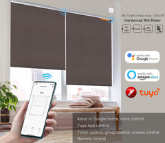 110V/120V Tuya WiFi 35mm Roller Blinds Motor Wired, 6N 20rpm, Smart Google Alexa APP Electric Remote Control Motorized Roller Blinds.