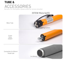 110V/120V Tuya WiFi 35mm Roller Blinds Motor Wired, 6N 20rpm, Smart Google Alexa APP Electric Remote Control Motorized Roller Blinds.