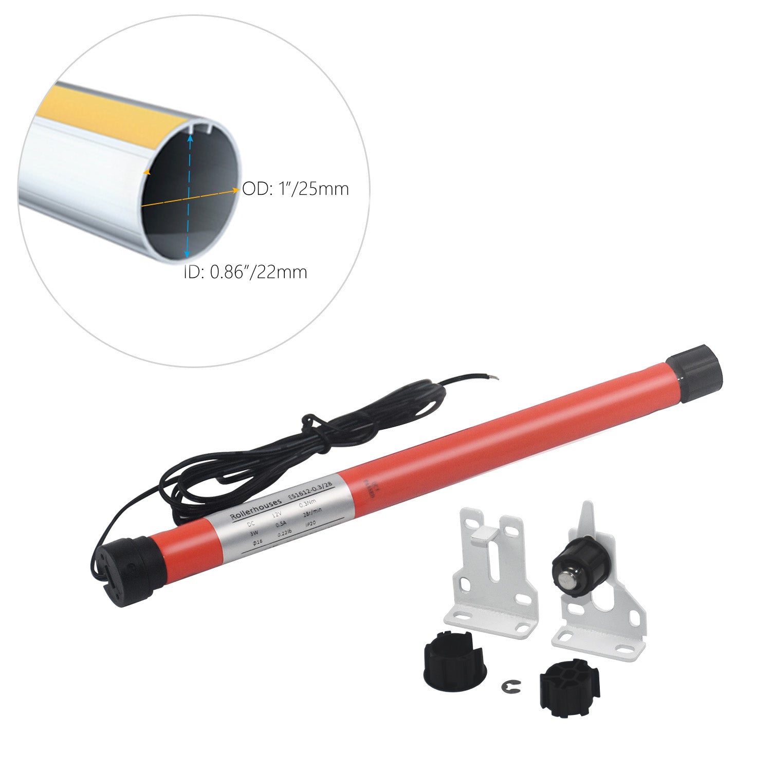 DC 12V Switch Control 25mm Roller Tube