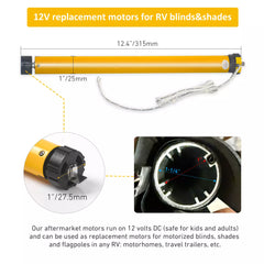 12/24V RV Shade Motor Compatible With EL-4280-1230, EL-4260-1250, EL-4280P，EL-4270P, Wired for Motorized RV Shade