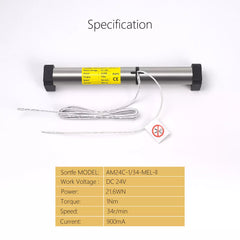 AM24 Electric Blind Motor with RF Control, 24V Power for Pleated Blinds, Honeycomb Shades, Aluminum Alloy Shades