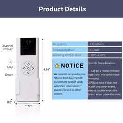 AC114-02 RF 433.92 Wireless Control, 2 Channel Blinds Controller for Motorized Roller Shades and Blinds