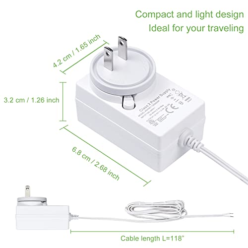 Rollerhouse  DC 12V/24V Plug-in Transformer DC Wall Adapte,White.