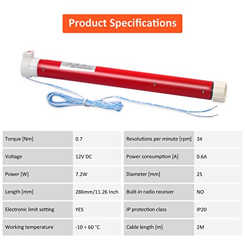 BOFU ES2512 DC 12V Switch Control 1.5 Roller Tube