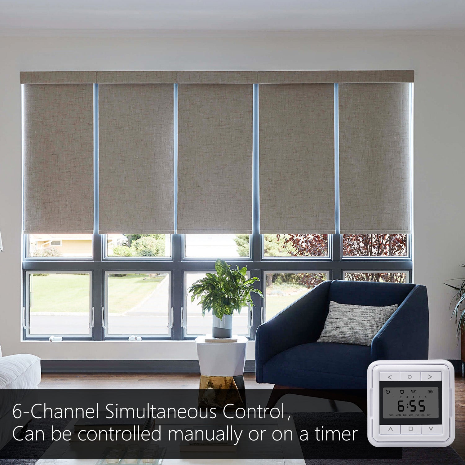 AC151-06 Timer 6 Channels 433M Remote Control For Motorized Shade/Blinds/Shutter.