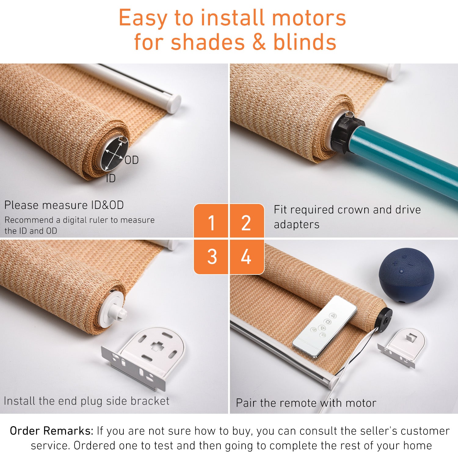 Rollerhouses ERB35 | 2"(50mm) Rechargeable Roller Shade Motor Kit,Remote control.