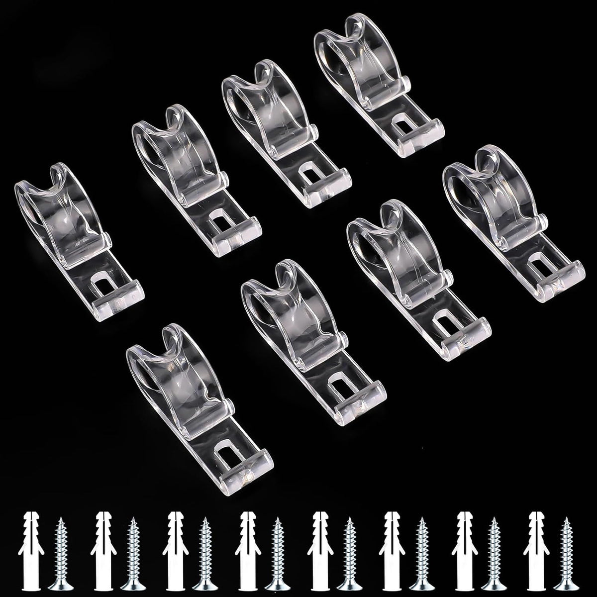 Clear Curtain Cord Hooks - 8 Pack Crystal Positioning Clips for Blinds & Shades (50mm)