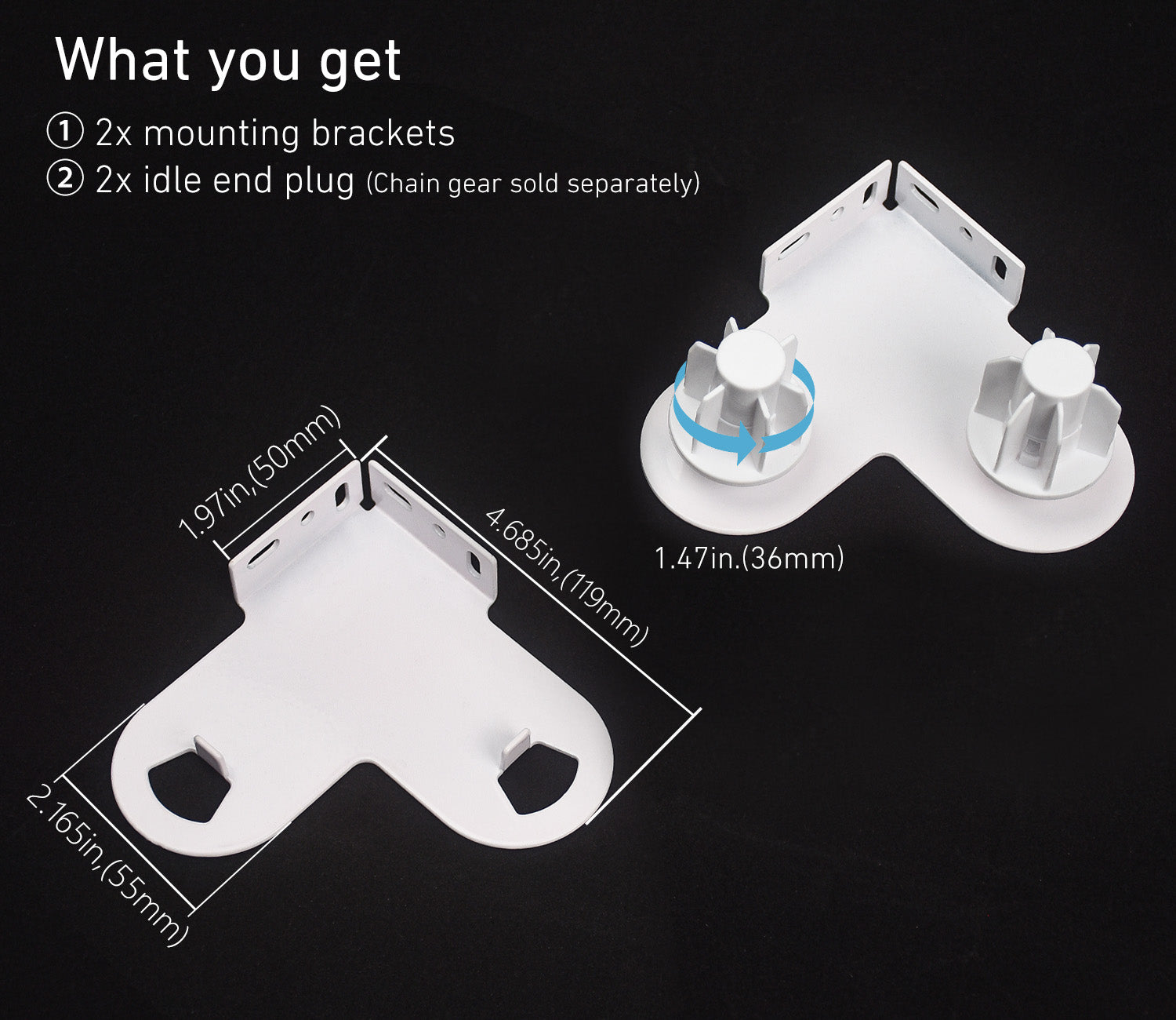 Double Roller Blind Bracket -Roller Blinds Replacement Parts Kit for 1.5"(38mm) Tube.