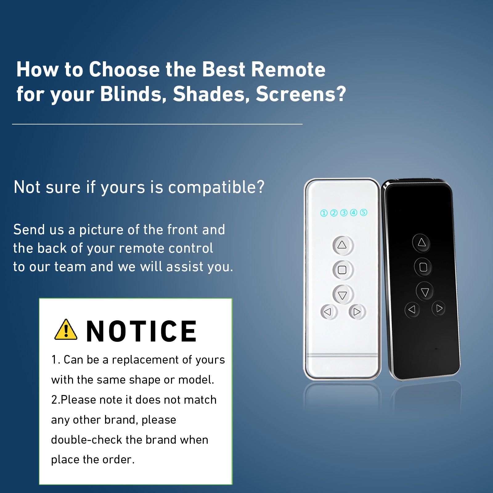 Rollerhouses BF-301, BF-305, BF-315, RF 433.92 Motorized Blinds Transmitter, 5Channel, 15Channel.