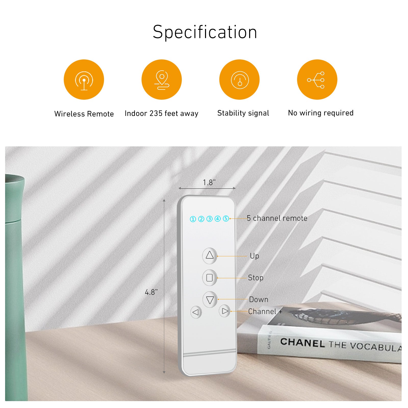 Rollerhouses BF-301, BF-305, BF-315, RF 433.92 Motorized Blinds Transmitter, 5Channel, 15Channel.